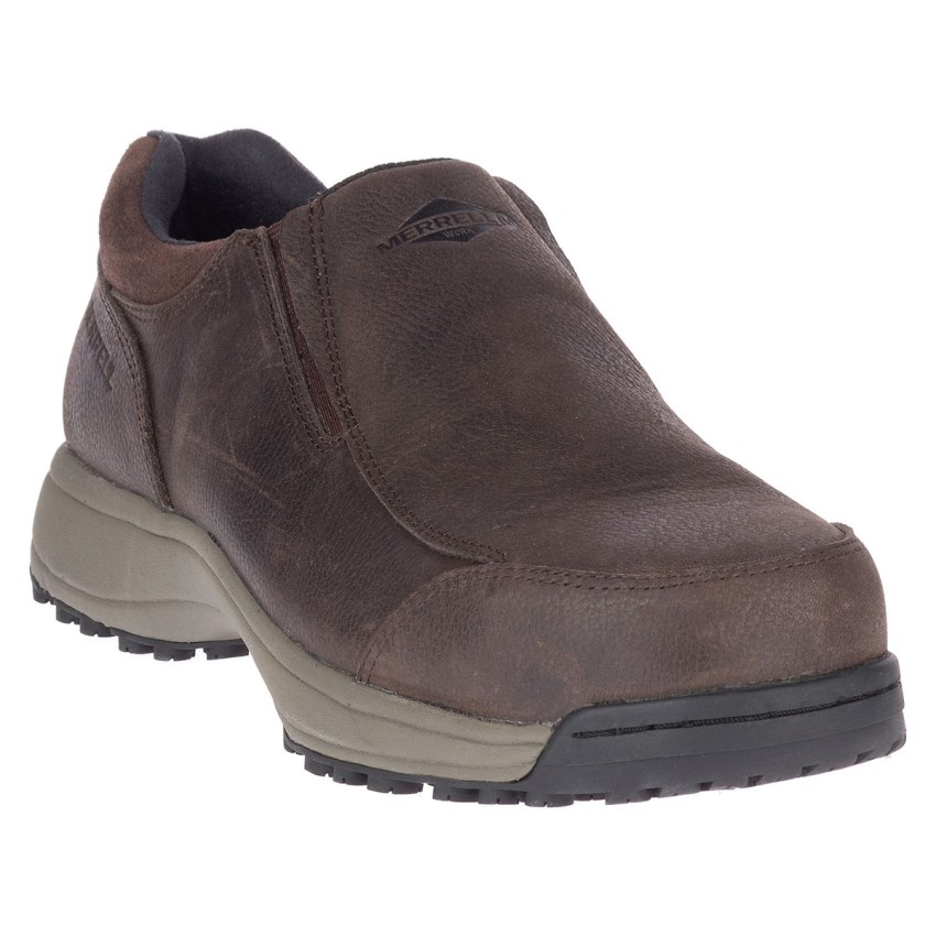 Chaussure de Securite Merrell Sutton Moc Steel Toe Chocolat Homme | Y.Q.WFUN